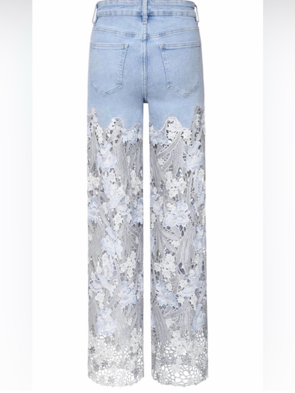 Bayeas Los Angeles Lace Panel Rhinestone Straight-Leg Jeans size 26 - Picture 2 of 15